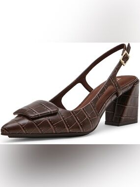 Anne Klein Brown Croc Slingback Renetta Pumps